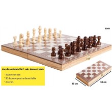 Set Joc 3 în 1 EDAR, Sah, Table si Dame, Cutie Din Lemn, Dimensiune Tabla Pliata 50x25 cm Set Joc 3 în 1 EDAR, Sah, Table si Dame, Cutie Din Lemn, Dimensiune Tabla Pliata 50x25 cm