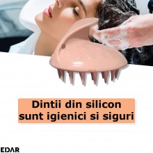 Dispozitiv Pentru Masaj Capilar EDAR, Perie Din Silicon, Samponare si Curatare Scalp, Stimuleaza Cresterea Parului, Maner Erg...