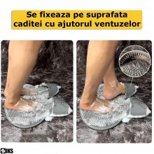 Covoras De Baie SIKS Din Silicon Pentru Curatare, Exfolierea Si Masajul Picioarelor, Antiderapant, Cu Ventuze, Multifunctiona...