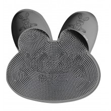 Covoras Din Silicon Pentru Baie Sau Dus EDAR, Functie Masaj Picioare, Antiaderent, Ventuze, Design Iepuras, 44 x 44 Cm, Gri