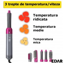 Perie Electrica 5 in 1 EDAR, 5 Capete Interschimbabile, Ondulator, Uscator, Perie, Directie De Rotatie Stanga-Dreapta, 3 Trep... Perie Electrica 5 in 1 EDAR, 5 Capete Interschimbabile, Ondulator, Uscator, Perie, Directie De Rotatie Stanga-Dreapta, 3 Trep...