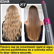 Perie Electrica 5 in 1 EDAR, 5 Capete Interschimbabile, Ondulator, Uscator, Perie, Directie De Rotatie Stanga-Dreapta, 3 Trep... Perie Electrica 5 in 1 EDAR, 5 Capete Interschimbabile, Ondulator, Uscator, Perie, Directie De Rotatie Stanga-Dreapta, 3 Trep...