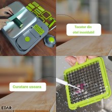 Razatoare si Tocator Multifunctional EDAR 28 Piese, Accesorii Interschimbabile, Lama Otel Inoxidabil, Pentru Legume si Fructe...