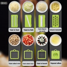Razatoare si Tocator Multifunctional EDAR 28 Piese, Accesorii Interschimbabile, Lama Otel Inoxidabil, Pentru Legume si Fructe...