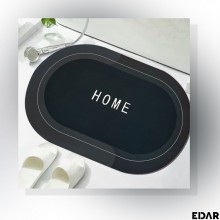 Covoras De Baie EDAR, Cu Mesaj Home, Absorbant, Antiderapant, Material Moale, Curatoare Usoara, 77 x 47.5, Gri Inchis