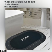 Covoras De Baie EDAR, Cu Mesaj Home, Absorbant, Antiderapant, Material Moale, Curatoare Usoara, 77 x 47.5, Gri Inchis