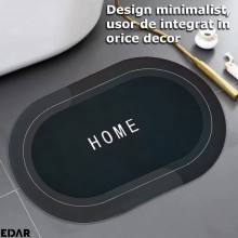 Covoras De Baie EDAR, Cu Mesaj Home, Absorbant, Antiderapant, Material Moale, Curatoare Usoara, 77 x 47.5, Gri Inchis