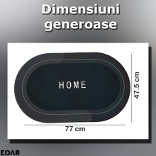 Covoras De Baie EDAR, Cu Mesaj Home, Absorbant, Antiderapant, Material Moale, Curatoare Usoara, 77 x 47.5, Gri Inchis