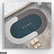 Covoras De Baie EDAR, Cu Mesaj Home, Absorbant, Antiderapant, Material Moale, Curatoare Usoara, 77 x 47.5, Gri/Verde Inchis