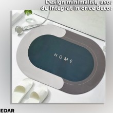 Covoras De Baie EDAR, Cu Mesaj Home, Absorbant, Antiderapant, Material Moale, Curatoare Usoara, 77 x 47.5, Gri/Verde Inchis
