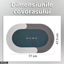Covoras De Baie EDAR, Cu Mesaj Home, Absorbant, Antiderapant, Material Moale, Curatoare Usoara, 77 x 47.5, Gri/Verde Inchis