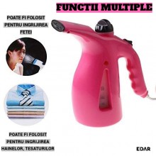 Aparat Steamer Vertical EDAR Portabil Pentru Haine, Calcat Cu Aburi De Mana, Ideal Pentru Calatorii, Indicator Nivel Apa, Val...
