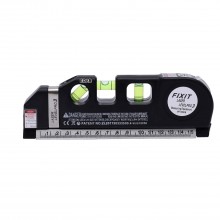 Nivela Laser Multifunctionala EDAR cu Boloboc si Ruleta, Functioneaza cu 3 Baterii AG13, Lungime Ruleta 2.5m, Negru