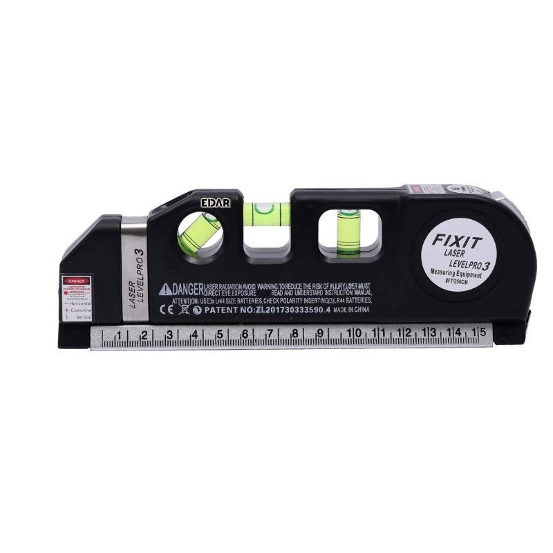 Nivela Laser Multifunctionala EDAR cu Boloboc si Ruleta, Functioneaza cu 3 Baterii AG13, Lungime Ruleta 2.5m, Negru Nivela Laser Multifunctionala EDAR cu Boloboc si Ruleta, Functioneaza cu 3 Baterii AG13, Lungime Ruleta 2.5m, Negru