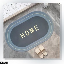 Covoras De Baie EDAR, Cu Mesaj Home, Absorbant, Antiderapant, Material Moale, Curatoare Usoara, 77 x 47.5, Albastru/Gri Deschis