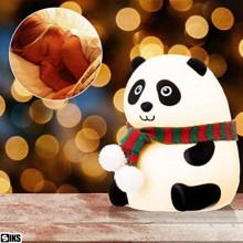 Lampa De Veghe SIKS Pentru Copii, Veioza Pentru Camera Copiilor, Model Panda, Din Silicon Moale, Cu Touch-Control, Reincarcar...