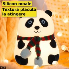 Lampa De Veghe SIKS Pentru Copii, Veioza Pentru Camera Copiilor, Model Panda, Din Silicon Moale, Cu Touch-Control, Reincarcar...