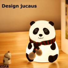 Lampa De Veghe Portabila Ursulet Panda EDAR, Silicon Moale, Pentru Copii/Adulti, Control Tactil, 4 Culori Lumina Ambientala, ...