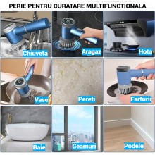Perie Electrica Rotativa EDAR, Multifunctionala 5 in 1, cu Display LED, 5 Capete Interschimbabile 360°, 3 Trepte de Viteza, I...