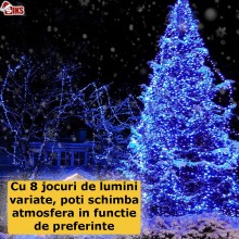 Instalatie De Craciun Led Tip Rola SIKS, Lungime 50 Metri, 400 Led-uri, Pentru Interior/Exterior, Pentru Casa / Gradina, 8 Mo...