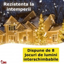 Instalatie De Craciun Led Tip Rola SIKS, Lungime 50 Metri, 400 Led-uri, Pentru Interior/Exterior, Pentru Casa / Gradina, 8 Mo...