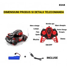 Tanc de jucarie EDAR Cu Bratara de Control si Telecomanda, Proiectie Bile Hidrogel si Bombe de Apa, Rotatie 360°, Lumini si S...