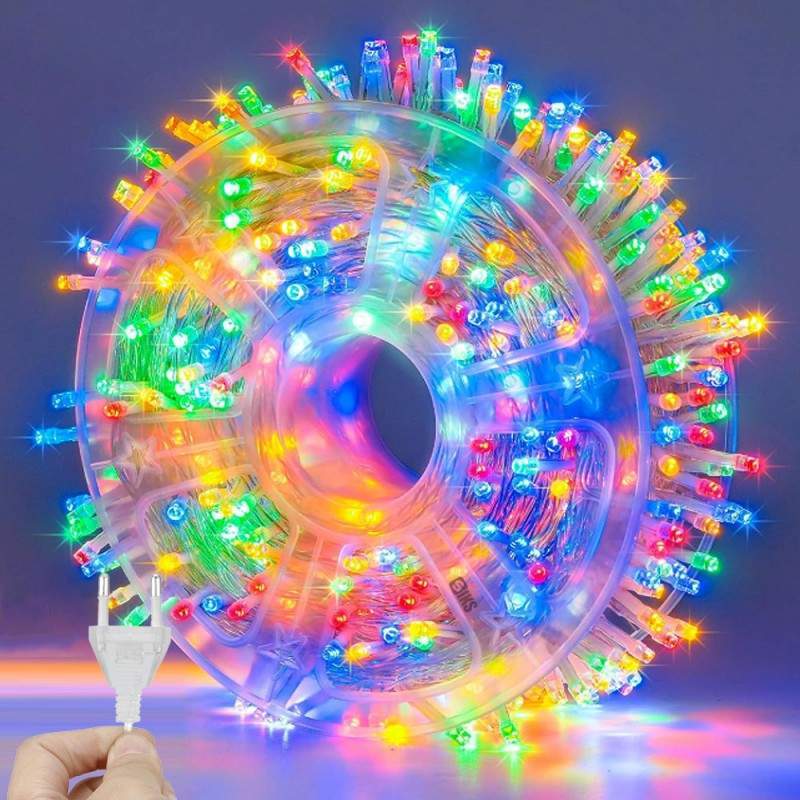 Instalatie De Craciun Led Tip Rola SIKS, Lungime 100 Metri, 800 Led-uri, Pentru Interior/Exterior, Pentru Casa / Gradina, 8 M...