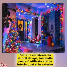 Instalatie De Craciun Led Tip Rola SIKS, Lungime 100 Metri, 800 Led-uri, Pentru Interior/Exterior, Pentru Casa / Gradina, 8 M...