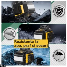 Nivela Laser 3D Si 4D, Cu Auto-Nivelare SIKS, 16 Linii, 4x360º, IP-54, 25m, 532nm Dioda Laser Verde, Trepied 96 cm, Precizie ...