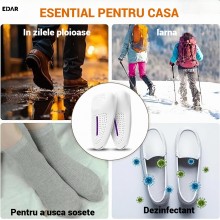 Uscator Electric Multifunctional Incaltaminte EDAR, 2 Capete, Uscare Rapida cu Sterilizare UV, Alimentare la Priza, Potrivit ... Uscator Electric Multifunctional Incaltaminte EDAR, 2 Capete, Uscare Rapida cu Sterilizare UV, Alimentare la Priza, Potrivit ...