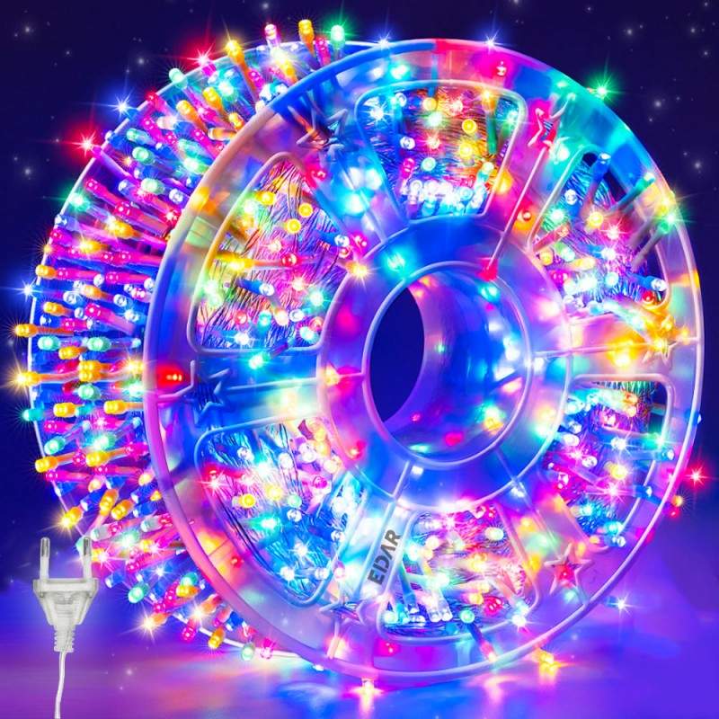Instalatie De Craciun LED Cu Alimentare Priza EDAR, Liniara, Interior/Exterior, Jocuri De Lumini, Fir Transparent, Rola 50 M,...