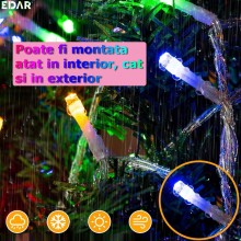 Instalatie De Craciun LED Cu Alimentare Priza EDAR, Liniara, Interior/Exterior, Jocuri De Lumini, Fir Transparent, Rola 50 M,...