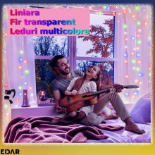 Instalatie De Craciun LED Cu Alimentare Priza EDAR, Liniara, Interior/Exterior, Jocuri De Lumini, Fir Transparent, Rola 50 M,...