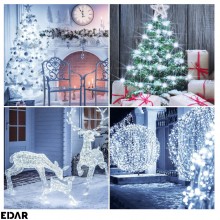 Instalatie De Craciun LED Cu Alimentare Priza EDAR, Liniara, Interior/Exterior, Jocuri De Lumini, Fir Transparent, Rola 100 M...