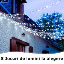Instalatie De Craciun LED Cu Alimentare Priza EDAR, Liniara, Interior/Exterior, Jocuri De Lumini, Fir Transparent, Rola 100 M...
