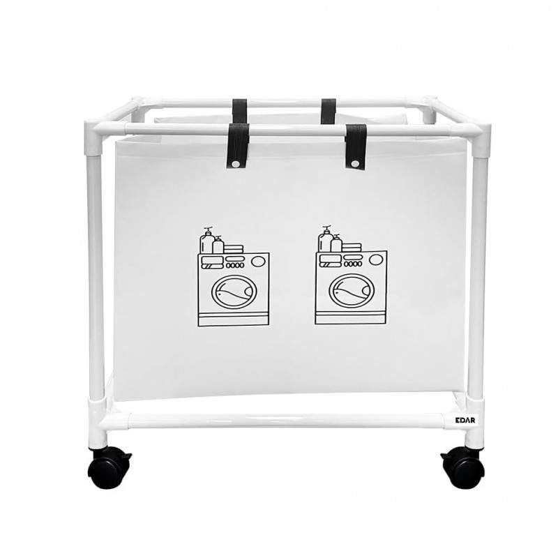 Cos De Rufe EDAR Cu Roti, Pliabil, Pentru Sortare Si Organizare Haine, Material Textil Cu Cadru Din Aluminiu, 55 x 25 x 57 cm...