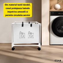 Cos De Rufe EDAR Cu Roti, Pliabil, Pentru Sortare Si Organizare Haine, Material Textil Cu Cadru Din Aluminiu, 55 x 25 x 57 cm...