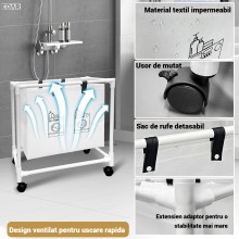 Cos De Rufe EDAR Cu Roti, Pliabil, Pentru Sortare Si Organizare Haine, Material Textil Cu Cadru Din Aluminiu, 55 x 25 x 57 cm...