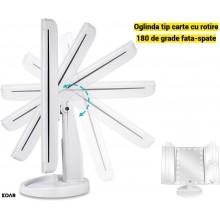 Oglinda cosmetica EDAR, marire 2x si 3x, rotatie 180°, functioneaza cu baterii sau/si USB, culoare alba