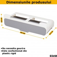 Raft Cu Organizator De Condimente EDAR, Montare Sub Raft, Fara Gauri, 6 Recipiente De Plastic, Alb/Gri Raft Cu Organizator De Condimente EDAR, Montare Sub Raft, Fara Gauri, 6 Recipiente De Plastic, Alb/Gri