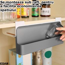 Raft Cu Organizator De Condimente EDAR, Montare Sub Raft, Fara Gauri, 6 Recipiente De Plastic, Alb/Gri Raft Cu Organizator De Condimente EDAR, Montare Sub Raft, Fara Gauri, 6 Recipiente De Plastic, Alb/Gri