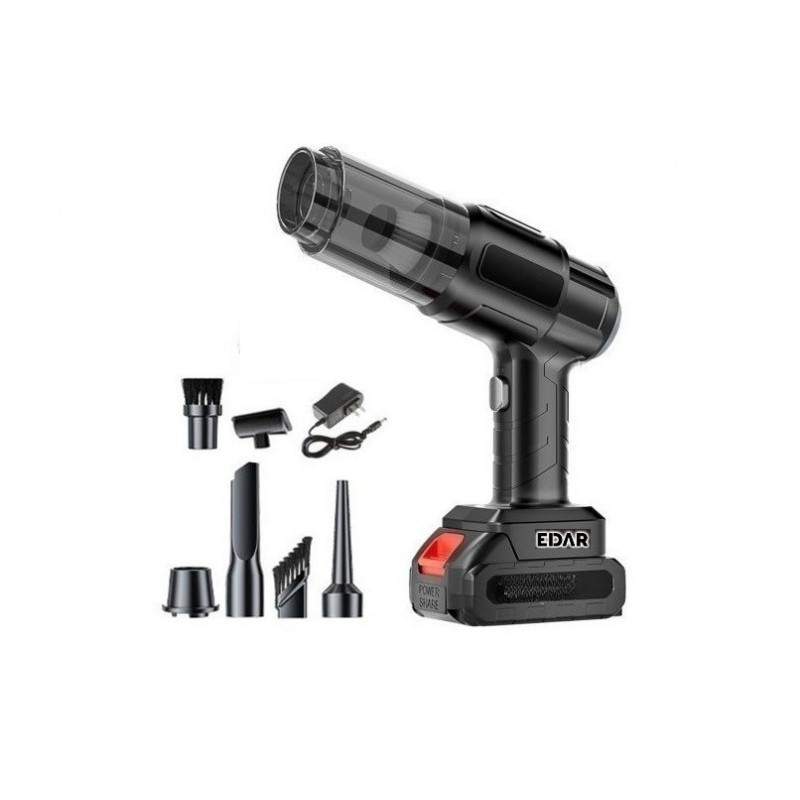 Aspirator portabil EDAR cu acumulator, 150W, 48Vf 1.3Ah, multifunctional pentru masina, casa, tastatura, par de animale, 6 ac...
