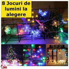 Ghirlanda Luminoasa SIKS Model Fulgi De Zapada, 100 Leduri, Lungime 10 M, Instalatie De Craciun Cu Alimentare Priza, Multicolor