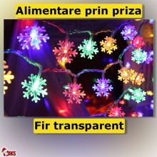 Ghirlanda Luminoasa SIKS Model Fulgi De Zapada, 100 Leduri, Lungime 10 M, Instalatie De Craciun Cu Alimentare Priza, Multicolor