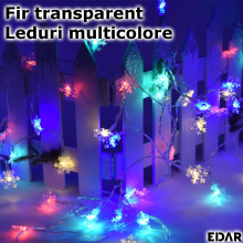 Instalatie De Craciun EDAR Model Fulg De Nea, Interconectabila, Fir Transparent, 8 Moduri De Lumina, Alimentare Priza, 100 Le...