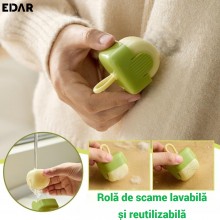 Mini Rola De Scame EDAR Reutilizabila Din Silicon – Verde, Compacta, Usor De Spalat, Pentru Par De Animale, Scame, Haine Sau ...