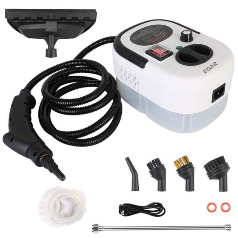 Aparat De Curatat Cu Aburi Portabil EDAR – Multifunctional, 2500W, Rezervor 1200 ml, 6 Accesorii, Alb/Negru