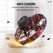 Drona Mini OZN EDAR, Disc Zburator Interactiv cu 5 Senzori Infrarosu, Lumini LED, Control prin Gesturi, Incarcare USB, Culoar...