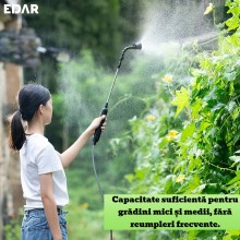 Stropitoare Electrica EDAR Cu Acumulator – 5L, Tija Telescopica, 3 Duze, Incarcare USB, Verde/Negru Stropitoare Electrica EDAR Cu Acumulator – 5L, Tija Telescopica, 3 Duze, Incarcare USB, Verde/Negru