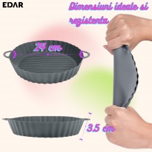 Forma EDAR Pentru Copt Prajituri Si Tort, Silicon, Rotunda, 24x3.5 cm, Gri – Coacere Usoara Si Uniforma